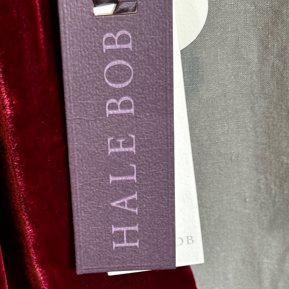 NWT Hale Bob Natalie off shoulder Red Silk blend velvet top S - Picture 6 of 11